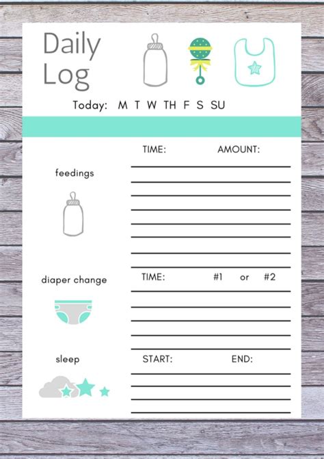 baby daily log printable baby checklist baby chart routine etsy