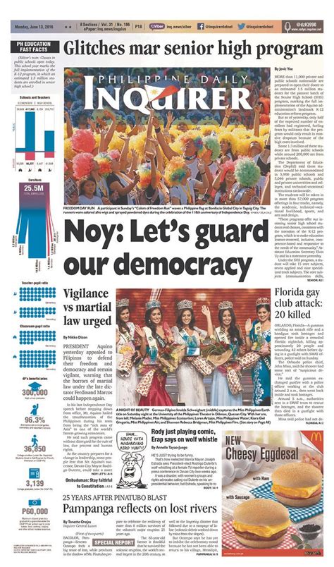 philippine daily inquirer todays front pages newseum philippine