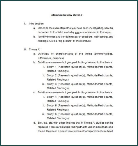 printable literature review layout