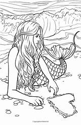 Coloring Mermaid Adult Pages Mystical Sheets Book Printable Kids Adults sketch template