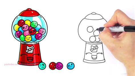 [full hd] how to draw cute gumball machine with sweet gumballs step by step animated fun youtube