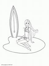 Barbie Coloring Pages Tale Mermaid Girls Print Printable Surfer sketch template