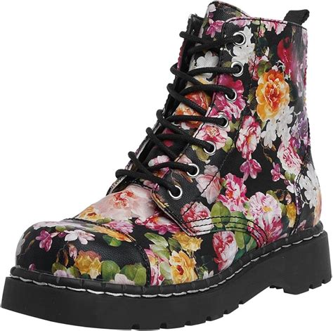 amazoncom tuk womens floral print combat combat boot ankle bootie