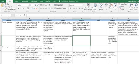 excel literature review template
