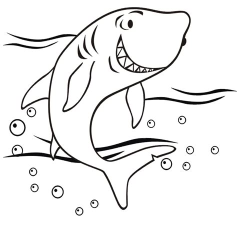 shark coloring page smiling shark