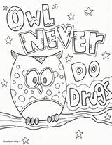 Coloring Drugs Week Ribbon Red Pages Drug Owl Printables Do Sheets Colouring Color Drawings Never Prevention Alcohol Posters Classroomdoodles School sketch template
