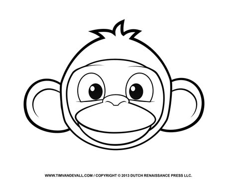 monkey face coloring page tims printables
