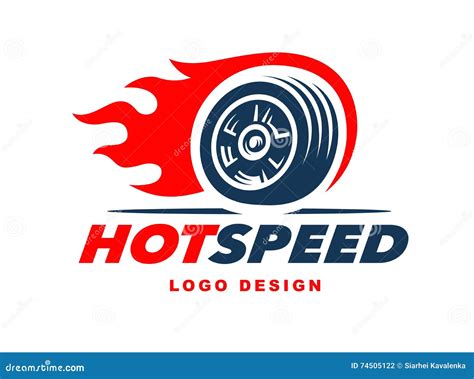 wheel logo fast speed   fiery trail stock vector illustration  rubber logotype