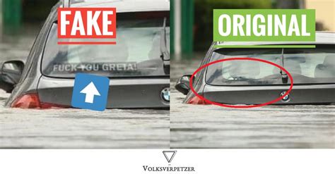 faktencheck zum auto im wasser „f ck you greta“ aufkleber ist fake