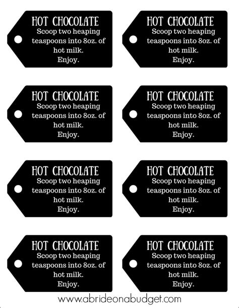 awesome  printable hot chocolate gift tags