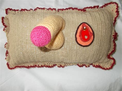 cute penis or vagina crochet pillow knitted handmade sex adult etsy
