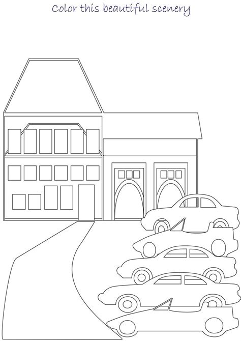 beautiful scenery coloring page  kids