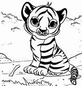 Coloring Tiger Pages Cute Baby Colouring Animal Kids Tigers Cat Cats Gaddynippercrayons Cartoon sketch template
