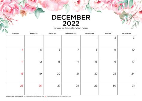 top wiki calendar  printable december  calendar  holidays