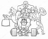 Athletes Atleten Depositphotos Bodybuilding Sportschool Boek Palestra Fumetto sketch template