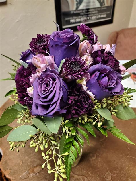purple rose bouquet vegas wedding flowers