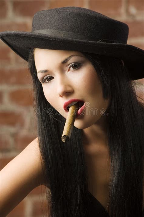 japanese girl smoking a cigar stock image image of