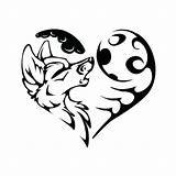 Wolf Tribal Moon Coloring Howling Pages Heart Drawing Silhouette 5cm Car Color Printable Clipartmag Print Styling Stickers Vinyl Funny Getcolorings sketch template