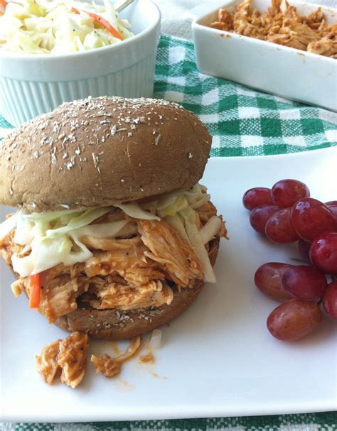 slow cooker barbecue pulled chicken  sweet coleslaw