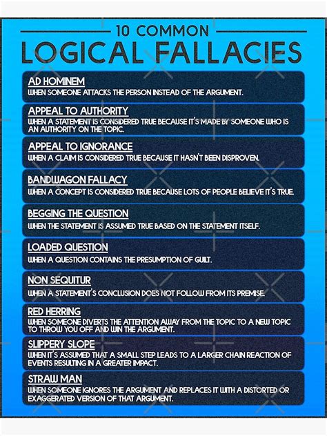 common logical fallacies chart art print  sale  jackcurtis redbubble