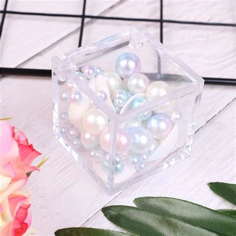 pc square wedding candy box clear gift box transparent  open favor boxes baby shower favor