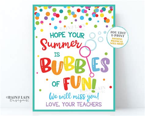 hope  summer  bubbles  fun sign printable   school year