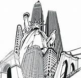 Coloring Pages Skyline Chicago City sketch template