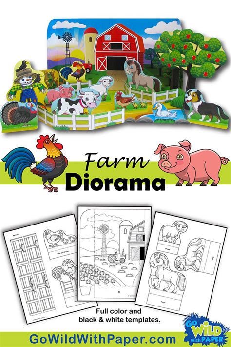 farm animal craft papercraft animal habitat farm diorama farm