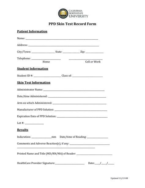 printable tb test form printable form templates  letter
