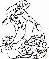 Coloring Pages Plant Planting Flowers Kids Clipart Garden Color Printable Drawing Popular Soil sketch template