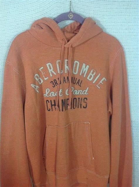 Abercrombie And Fitch Hoodie Sweatshirt Orange Large L Pullover