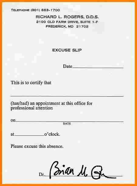 fake dentist note template business