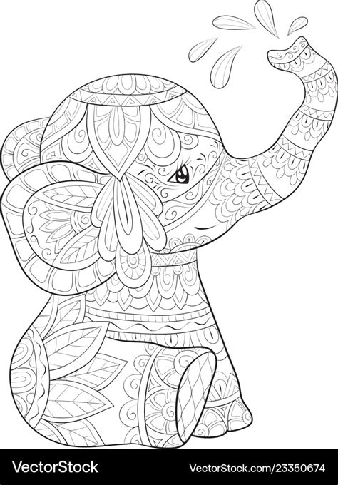 adult coloring bookpage  cute elephant image vector image