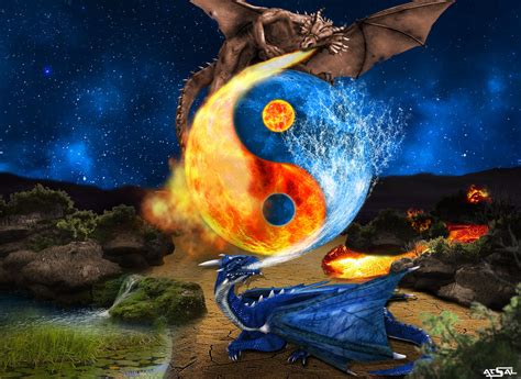 Ying Yang Fire Water Dragons By Atsal78 On Deviantart