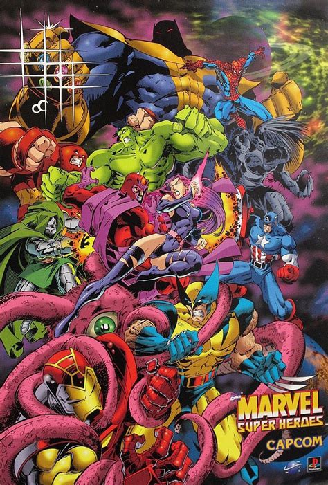 capcoms marvel super heroes capcom arcade game promotional poster