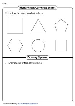 coloring tracing  drawing squares worksheets