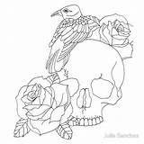 Skull Sheets Coloring Crow Colouring Sugar Julia Sanchez sketch template