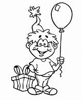 Coloring Balloon Carrying Boy Little Gift sketch template