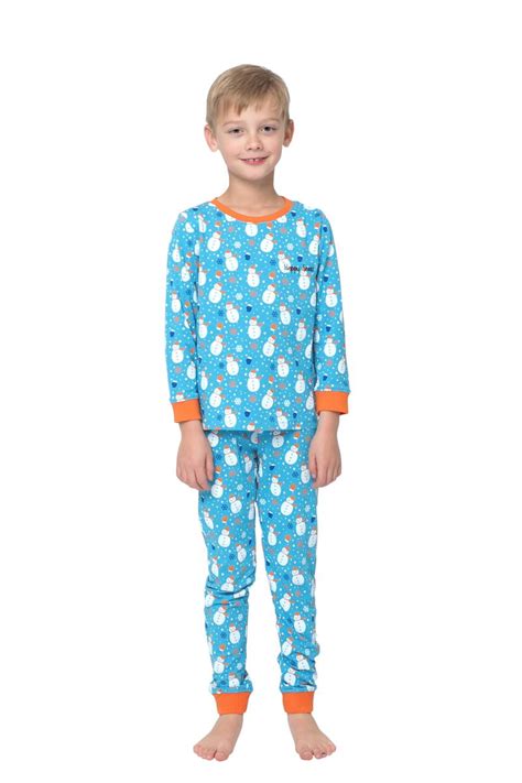 leuke kinderpyjama met sneeuwpop blauwe winterpyjama happy kids happy pyjamas