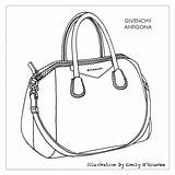 Drawing Designer Bag Handbags Handbag Purse Illustration Sketch Bags Disegno Gucci Fashion Givenchy Cad Borsa Sketches Borse Coloring Belt Una sketch template