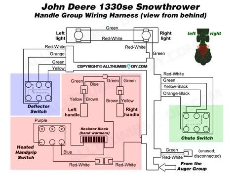 john deere se snowblower wiring harness   handle group