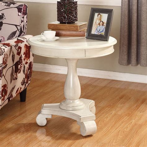 roundhill furniture rene  wood pedestal side table white