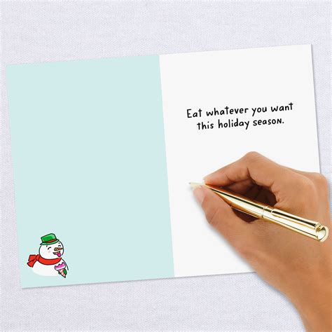 snowman eating a snow cone funny christmas card greeting cards hallmark