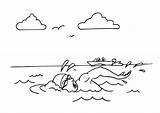 Swimming Coloring Large sketch template