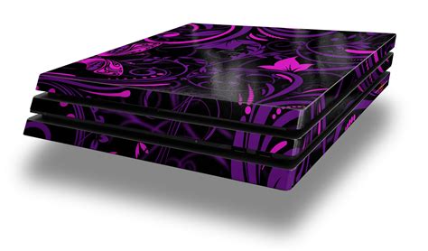 sony ps pro console skins twisted garden purple  hot pink wraptorskinz