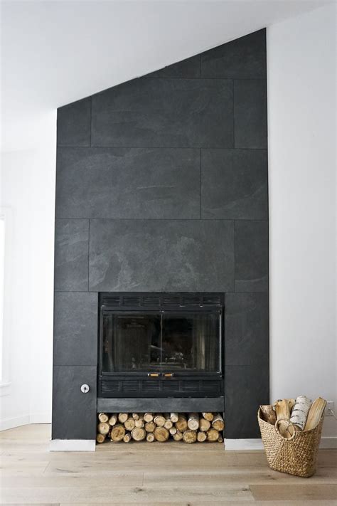 modern stone tile fireplaces