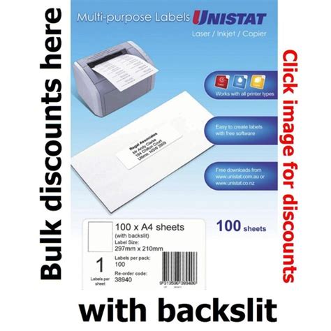 ip unistat   labels   sheet   slit laser inkjet copier