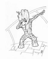 Groot Coloring Pages Baby Dab Printable Kids Chibi Funny sketch template