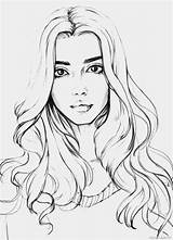 Coloring Pages Realistic Girl People Drawings Beautiful Girls Drawing Face Visit sketch template