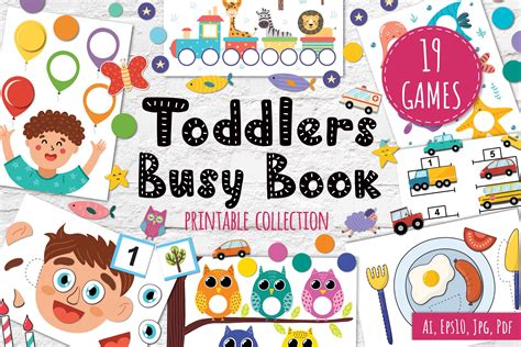 busy book  toddlers collection pre designed vector graphics